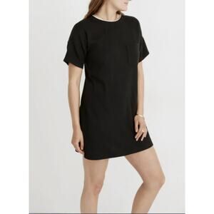 MADEWELL Women's Short Sleeve Chest Pocket Rib T-Shirt Dress Small True Black